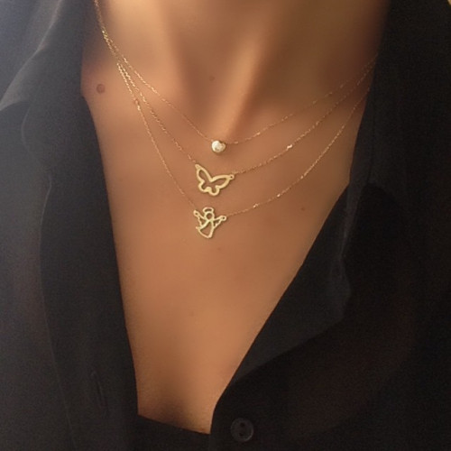 Glorria 14k Solid Gold Solitaire Necklace Glorria 14k Solid Gold Solitaire Necklace