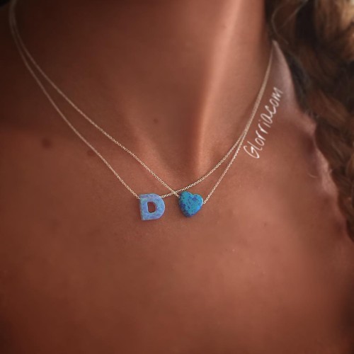 Glorria 925k Sterling Silver Opal Heart Necklace Glorria 925k Sterling Silver Opal Heart Necklace