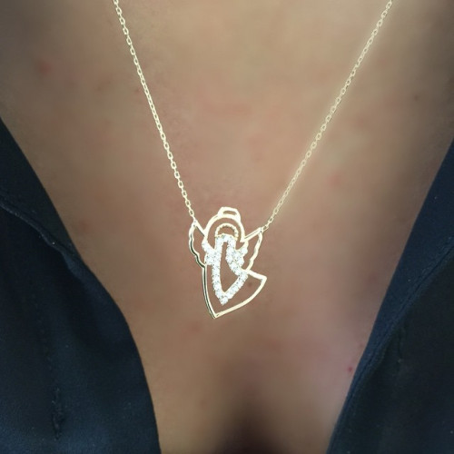 Glorria 14k Solid Gold Angel Necklace Glorria 14k Solid Gold Angel Necklace