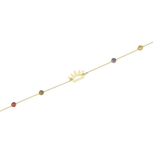 Glorria 14k Solid Gold Colored Pave Crown Bracelet Glorria 14k Solid Gold Colored Pave Crown Bracelet