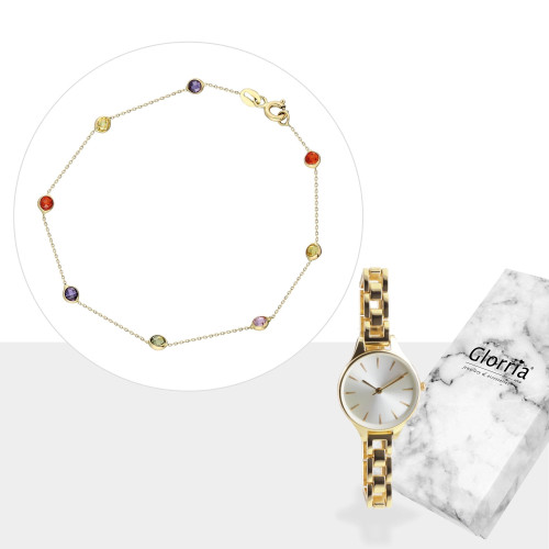 Glorria 14k Solid Gold Rows Stone - GIFT SET Glorria 14k Solid Gold Rows Stone - GIFT SET