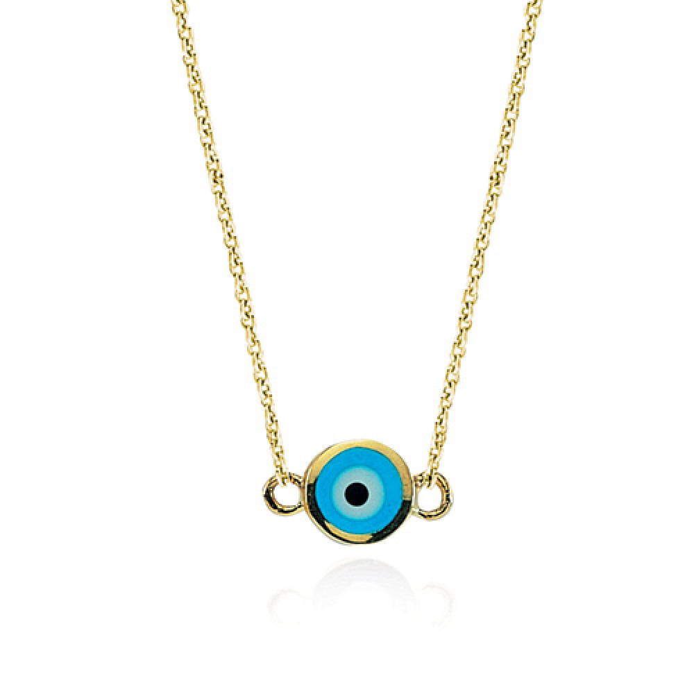 Glorria 14k Solid Gold Evil Eye Bead Necklace