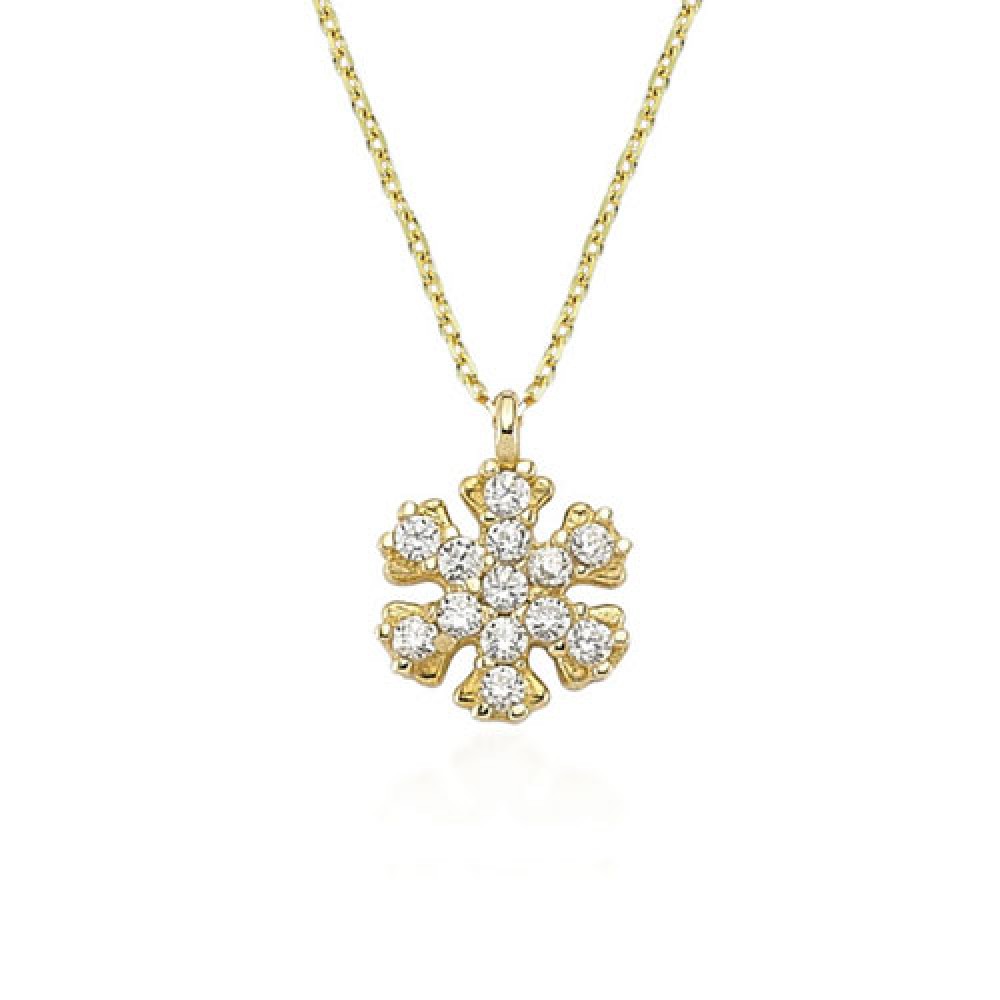 Glorria 14k Solid Gold Snowflake Necklace