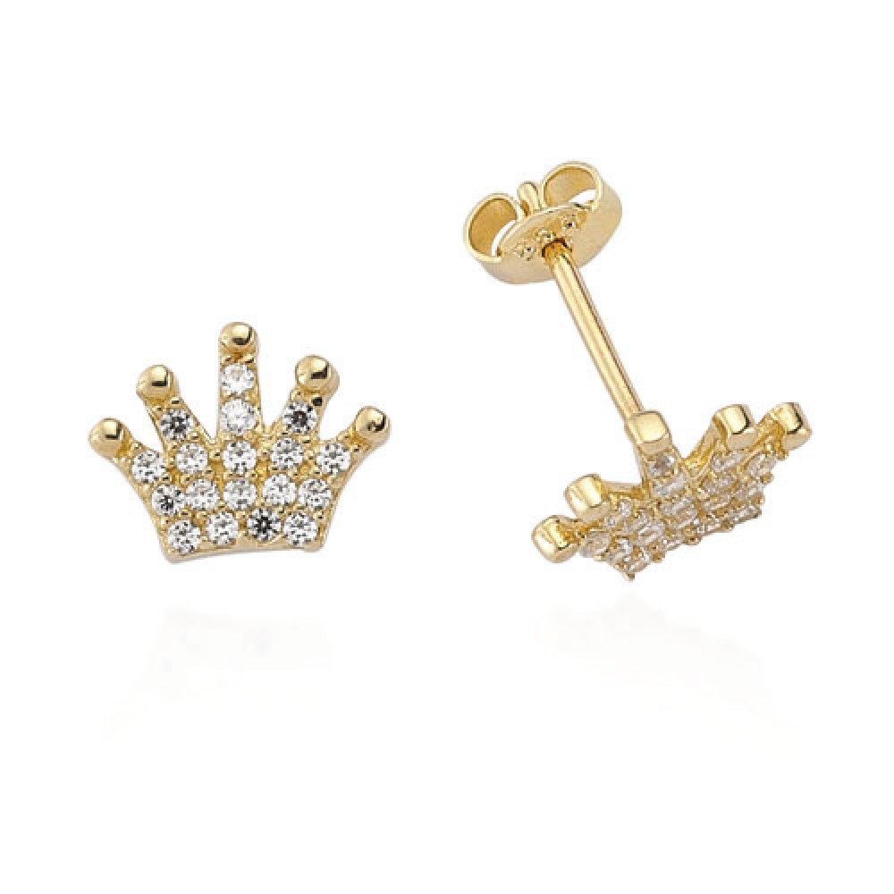 Glorria 14k Solid Gold Crown Earring