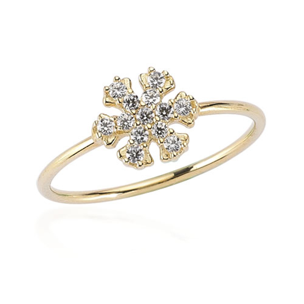 Glorria 14k Solid Gold Snowflake Ring