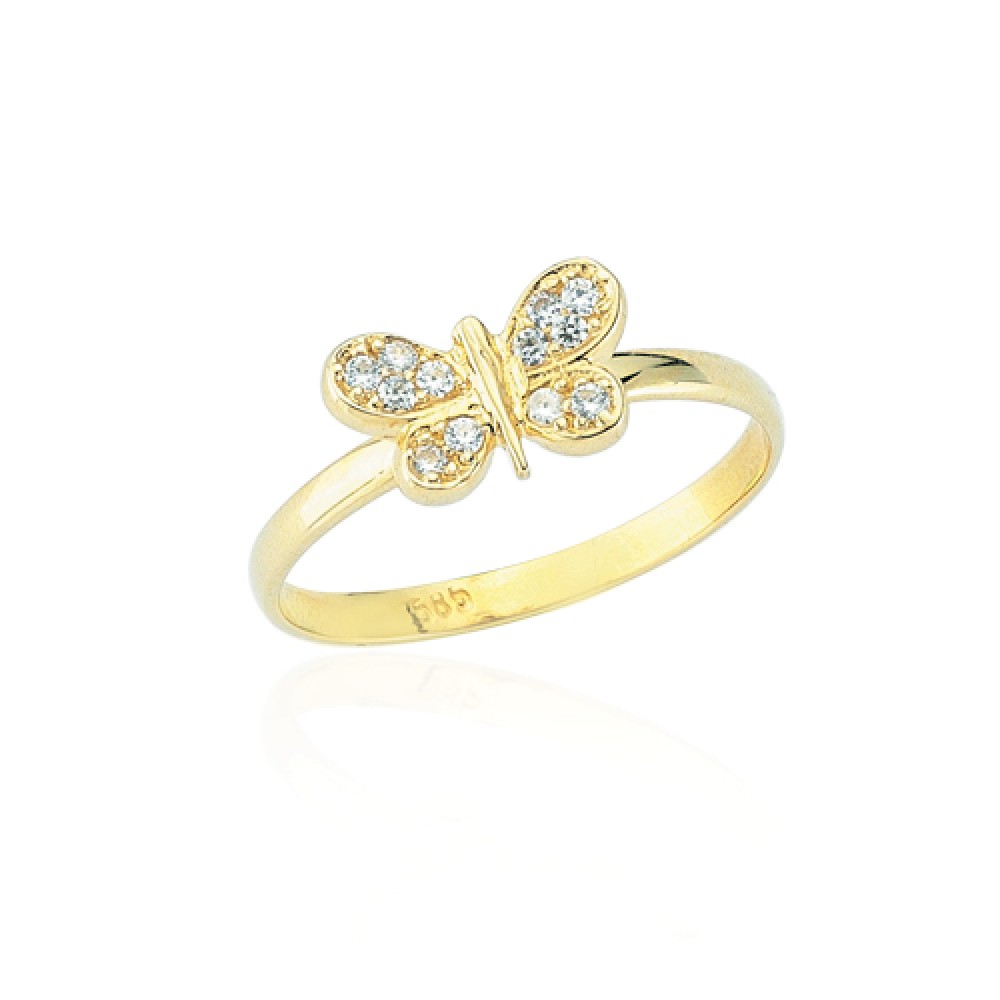 Glorria 14k Solid Gold Butterfly Ring