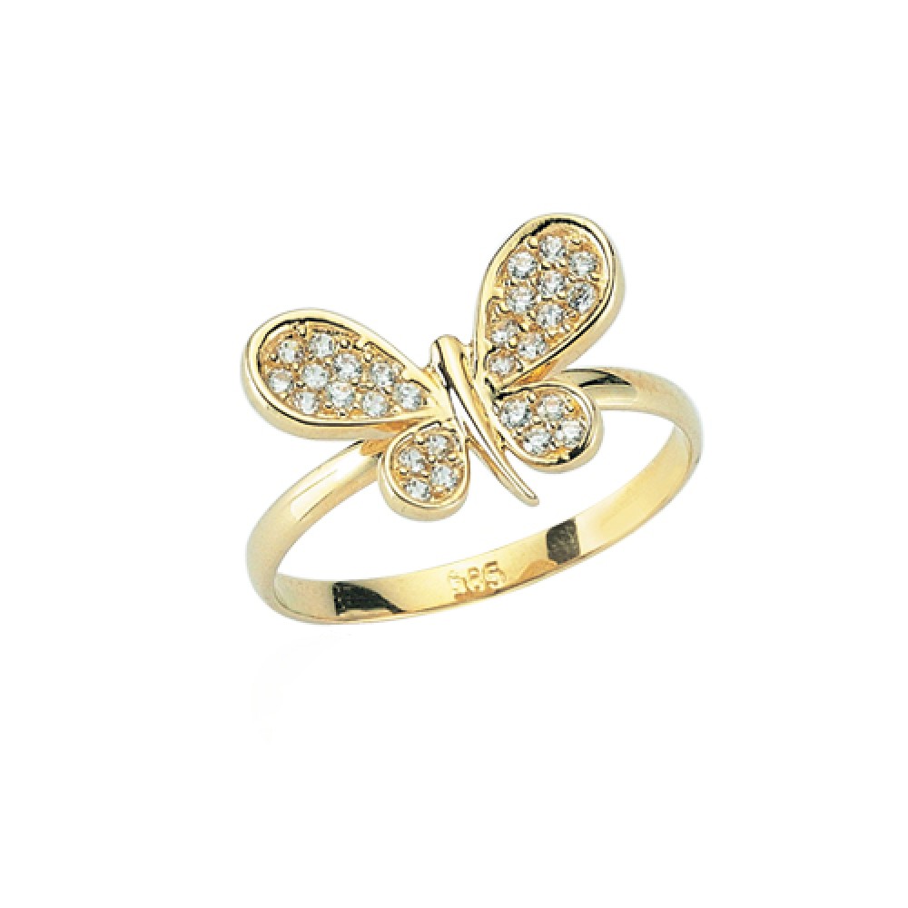 Glorria 14k Solid Gold Dragonfly Ring