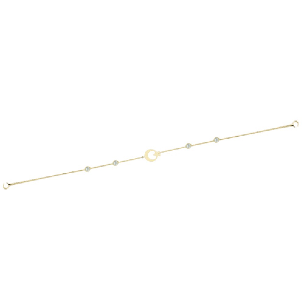 Glorria 14k Solid Gold Crescent And Star Bracelet