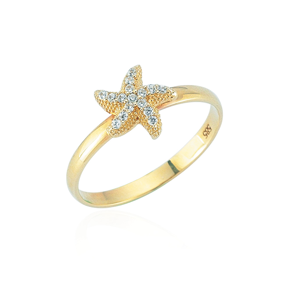 Glorria 14k Solid Gold Starfish Ring