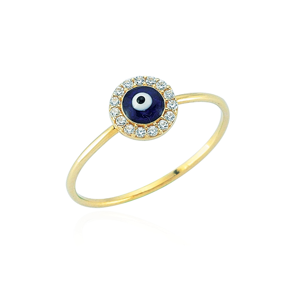 Glorria 14k Solid Gold Evil Eye Beads Ring