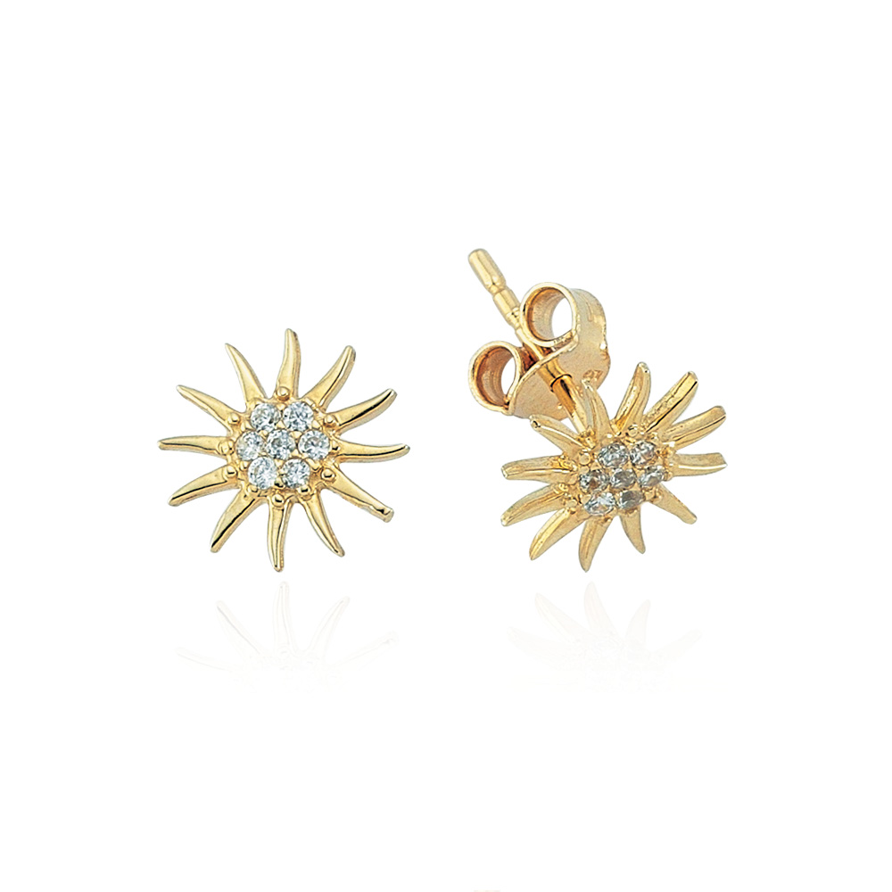 Glorria 14k Solid Gold Sun Earring