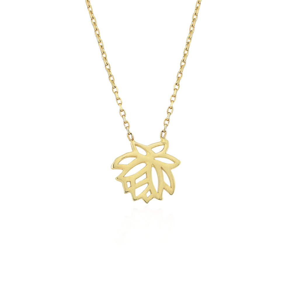 Glorria 14k Solid Gold Leaf Necklace