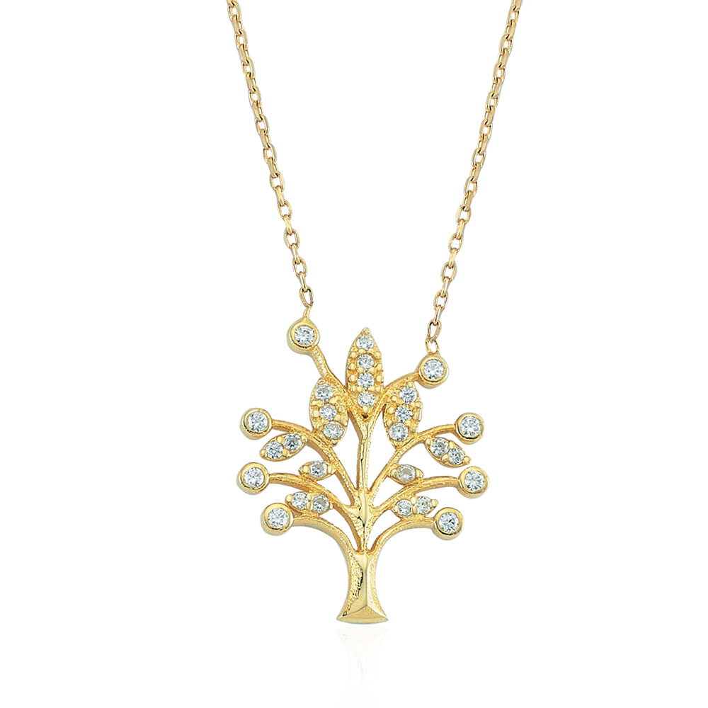 Glorria 14k Solid Gold Life Tree Necklace