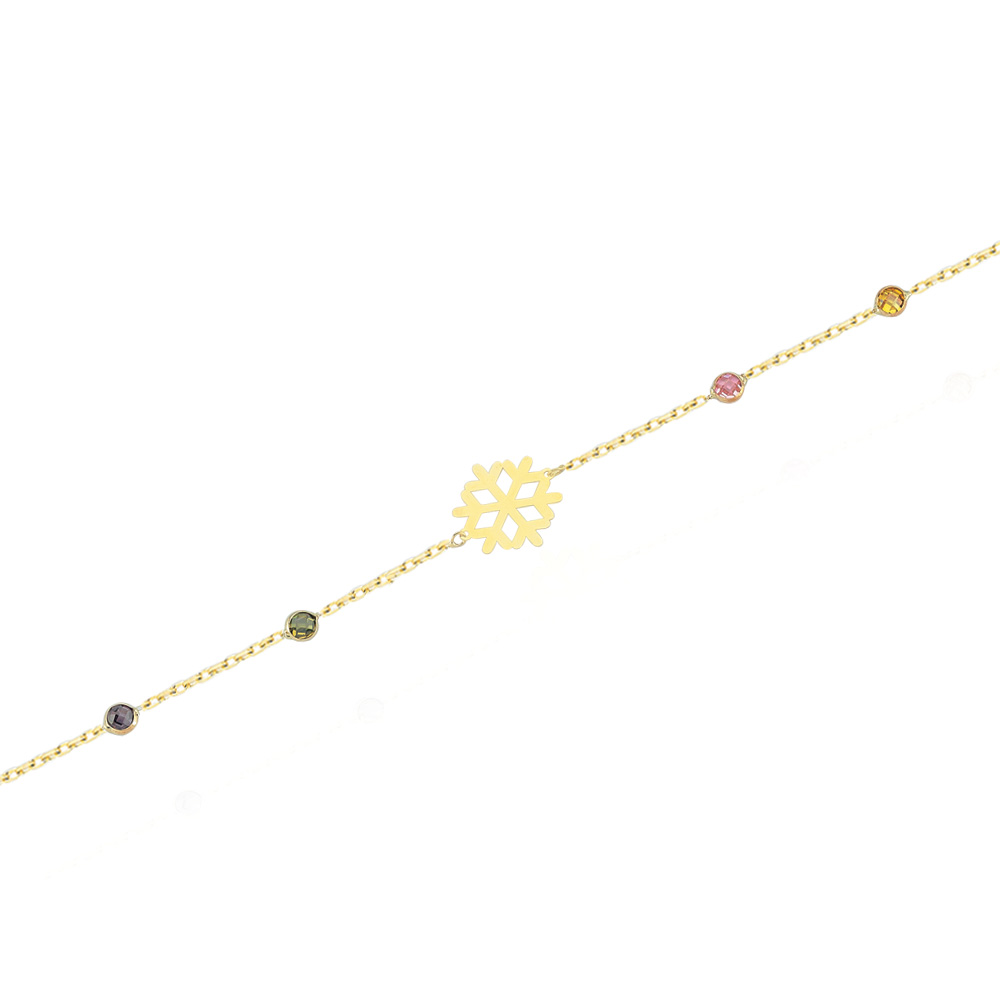 Glorria 14k Solid Gold Snowflake Bracelet - GIFT SET