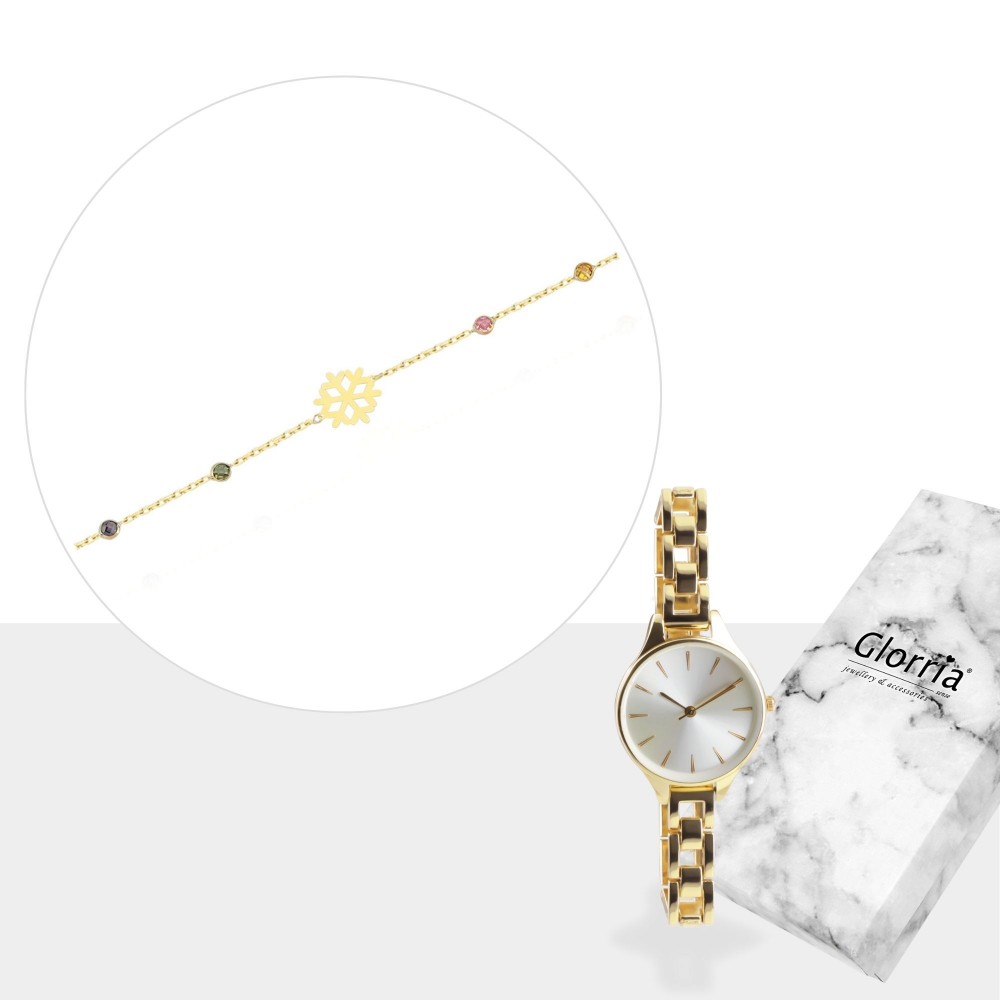 Glorria 14k Solid Gold Snowflake Bracelet - GIFT SET Glorria 14k Solid Gold Snowflake Bracelet - GIFT SET