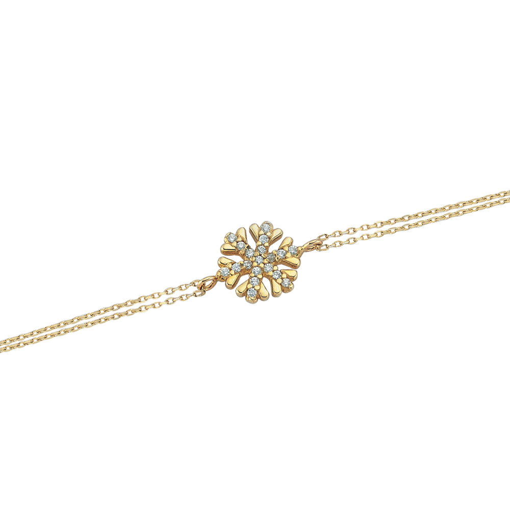 Glorria 14k Solid Gold Snowflake Bracelet