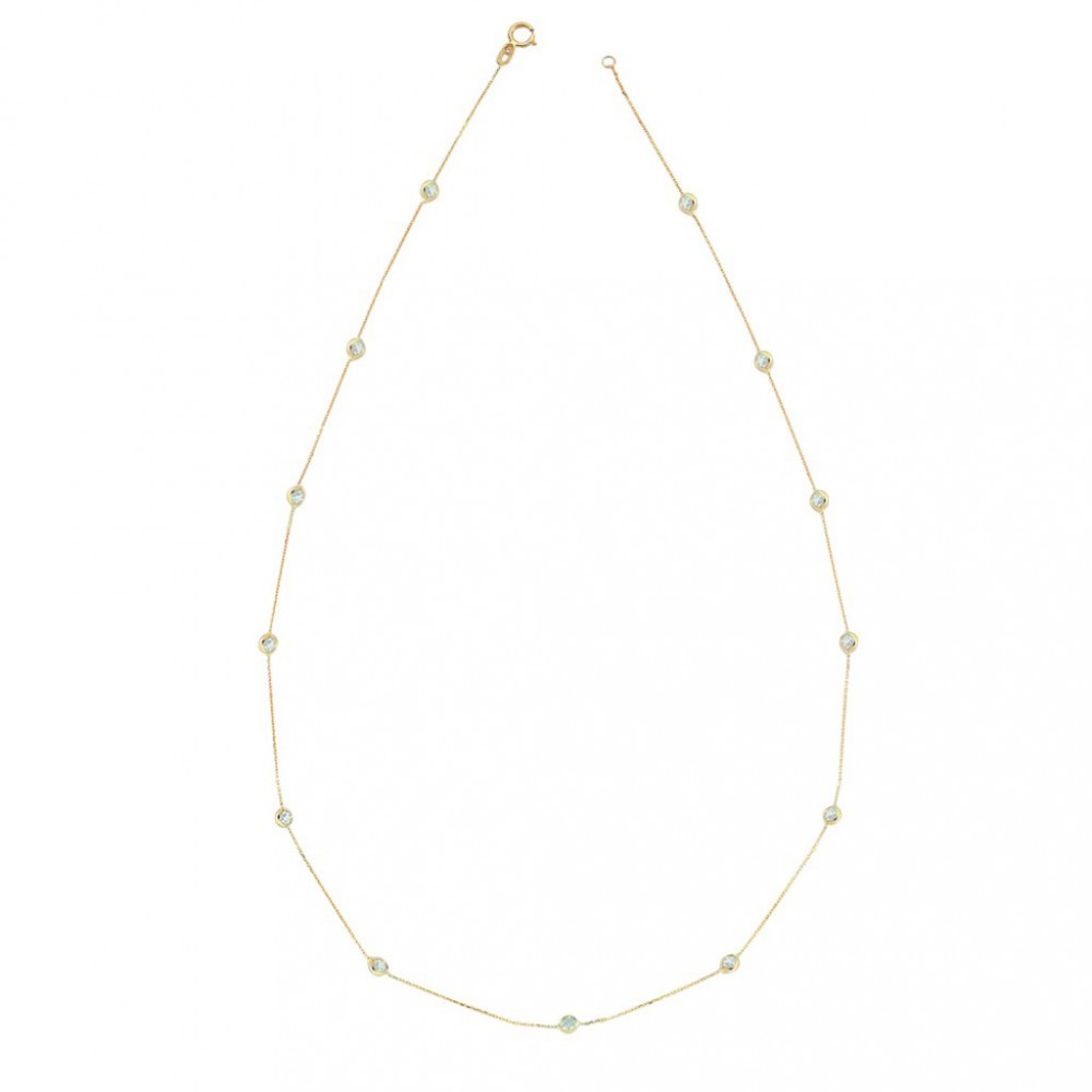 Glorria 14k Solid Gold Pave Necklace