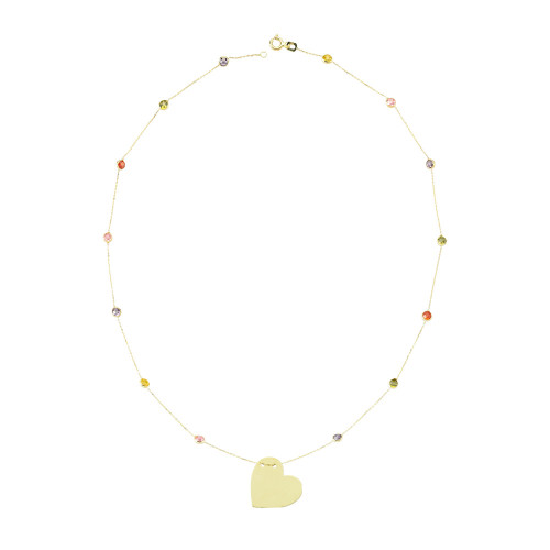 Glorria 14k Solid Gold Colored Pave Heart Necklace Glorria 14k Solid Gold Colored Pave Heart Necklace