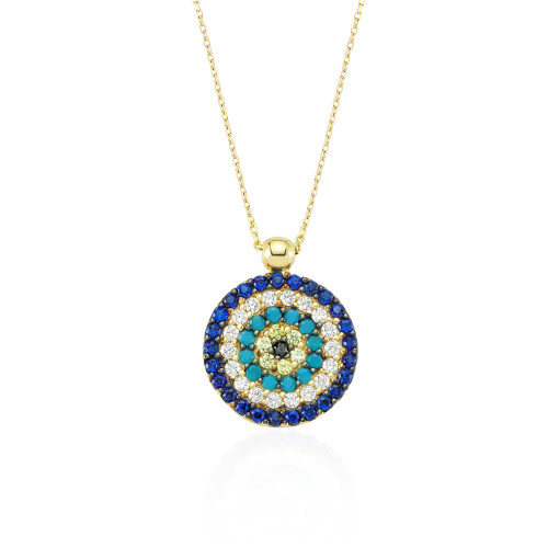 Glorria 14k Solid Gold Evil Eye Necklace Glorria 14k Solid Gold Evil Eye Necklace