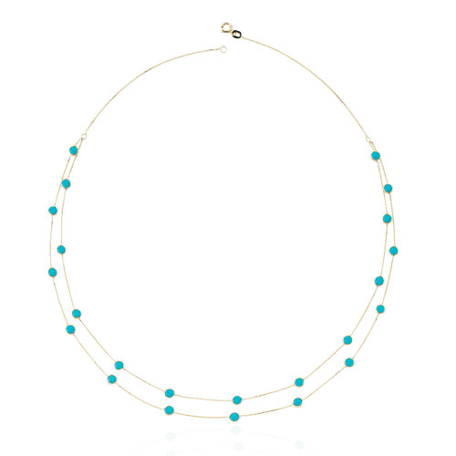 Glorria 14k Solid Gold Turquoise Pave Necklace Glorria 14k Solid Gold Turquoise Pave Necklace