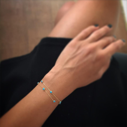 Glorria 14k Solid Gold Turquoise Bracelet Glorria 14k Solid Gold Turquoise Bracelet