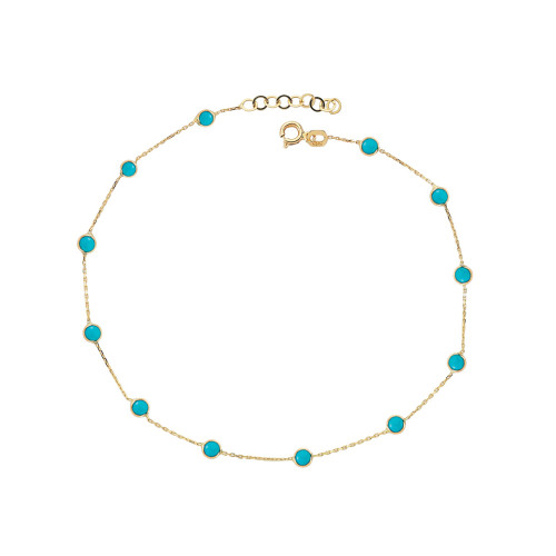 Glorria 14k Solid Gold Turquoise Anklet Glorria 14k Solid Gold Turquoise Anklet