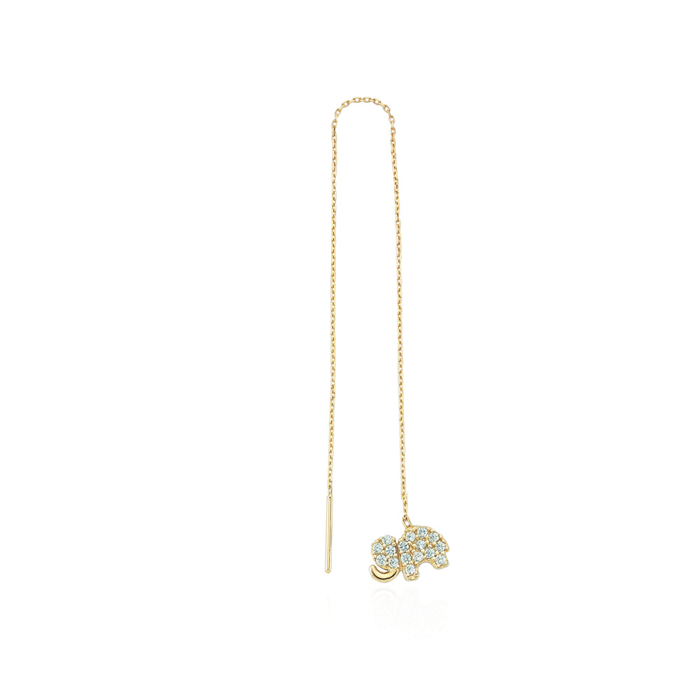 Glorria 14k Solid Gold Shake Elephant Earring