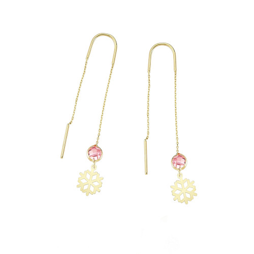 Glorria 14k Solid Gold Snowflake Earring