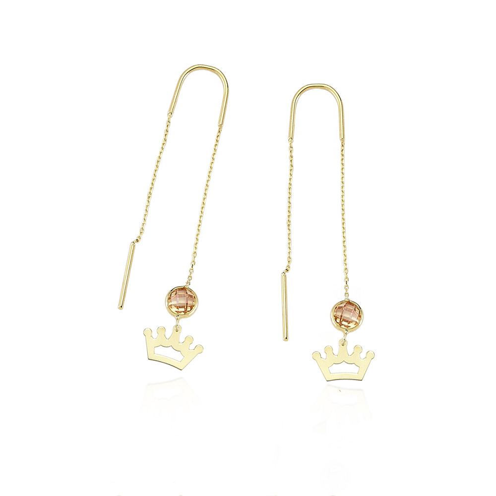 Glorria 14k Solid Gold Crown Earring