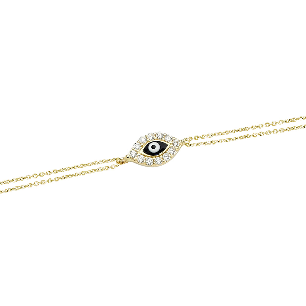 Glorria 14k Solid Gold Evil Eye Bracelet
