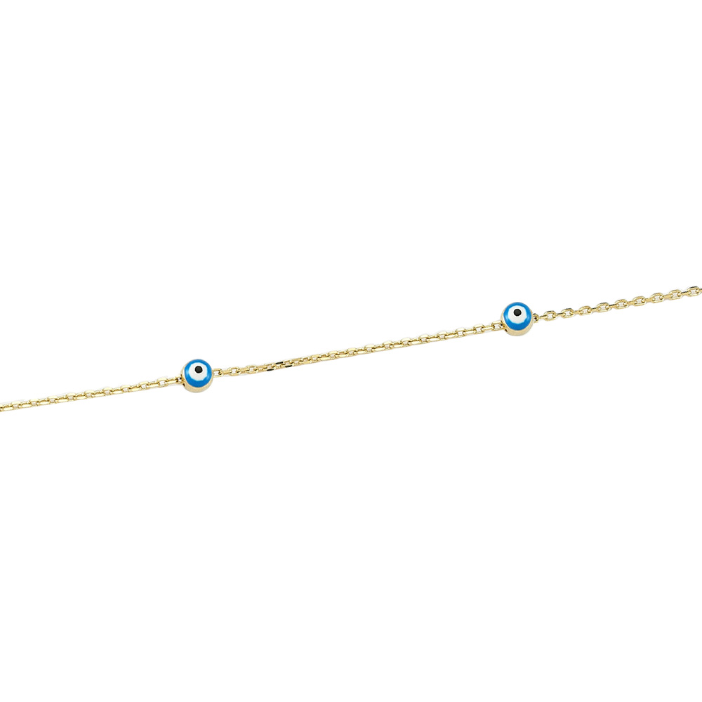 Glorria 14k Solid Gold Evil Eye Bracelet