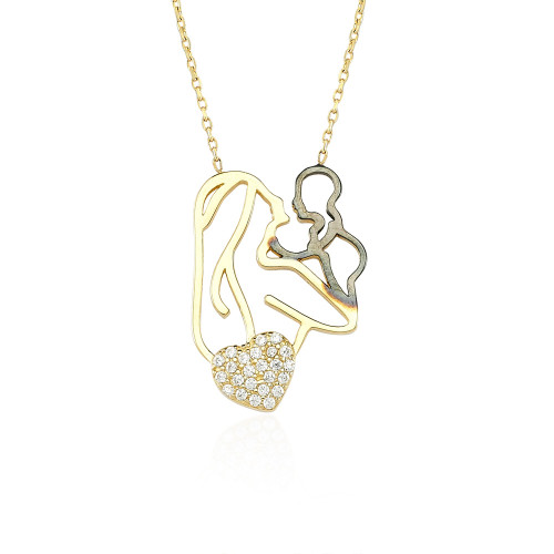 Glorria 14k Solid Gold Mother Baby Necklace Glorria 14k Solid Gold Mother Baby Necklace