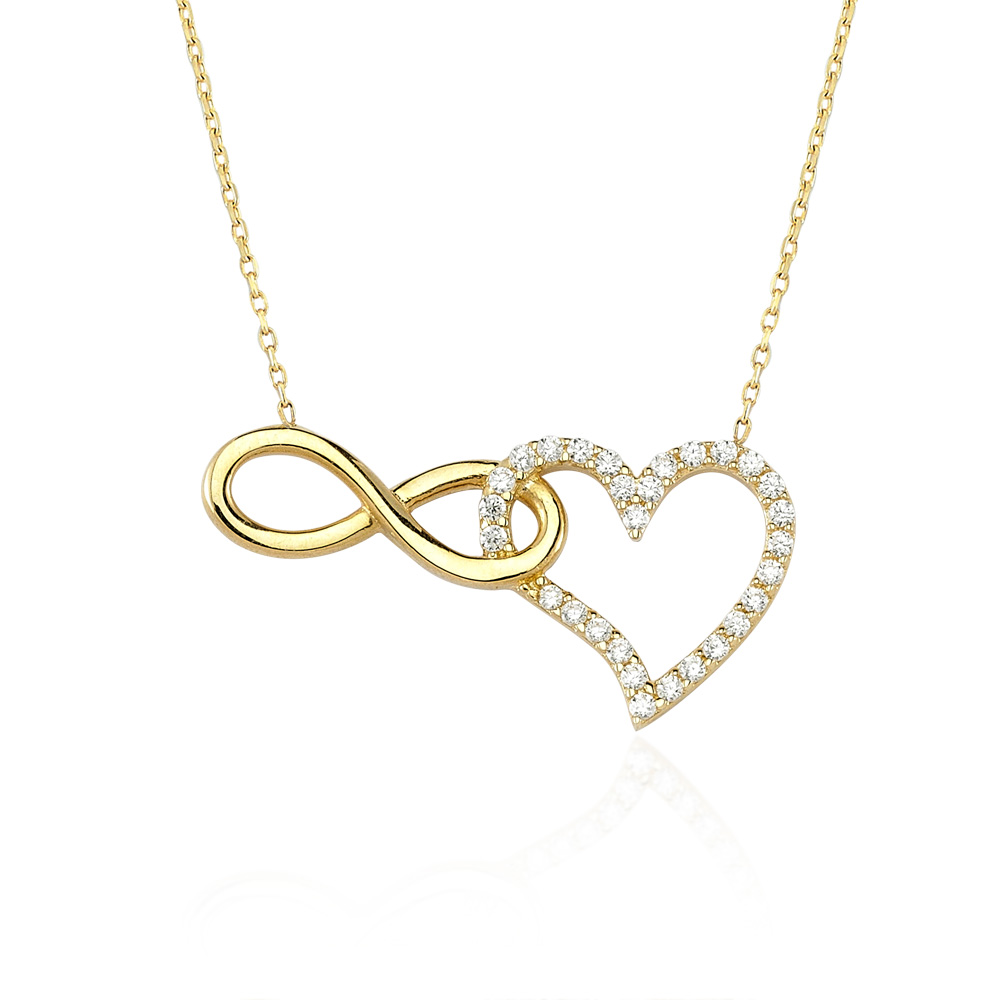 Glorria 14k Solid Gold Infinity Love Necklace