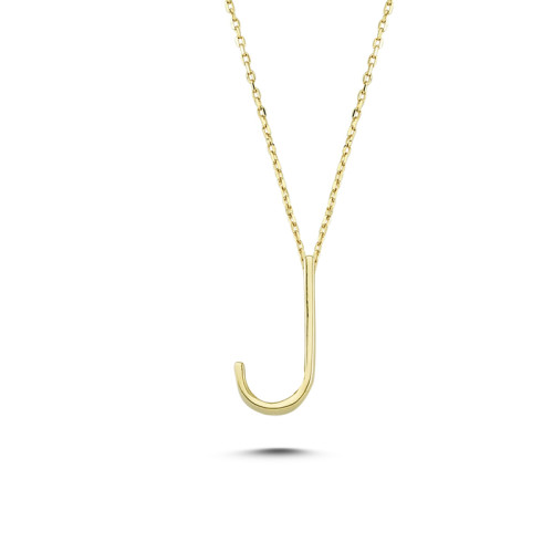 Glorria 14k Solid Gold 3D J Letter Necklace Glorria 14k Solid Gold 3D J Letter Necklace