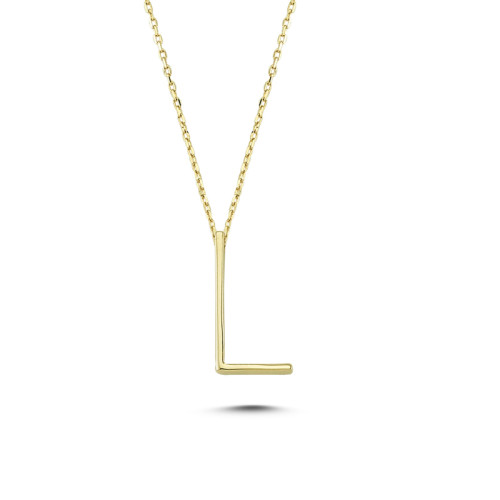 Glorria 14k Solid Gold 3D L Letter Necklace Glorria 14k Solid Gold 3D L Letter Necklace