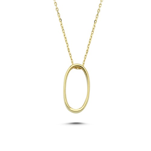 Glorria 14k Solid Gold 3D O Letter Necklace