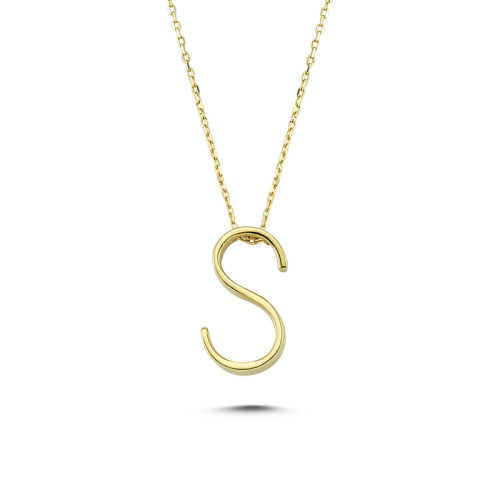 Glorria 14k Solid Gold 3D Ş Letter Necklace Glorria 14k Solid Gold 3D Ş Letter Necklace