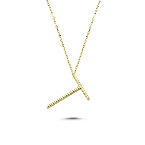 Glorria 14k Solid Gold 3D T Letter Necklace Glorria 14k Solid Gold 3D T Letter Necklace