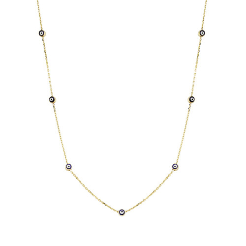 Glorria 14k Solid Gold Evil Eye Beaded Necklace Glorria 14k Solid Gold Evil Eye Beaded Necklace
