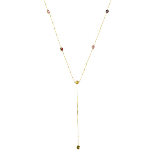 Glorria 14k Solid Gold Colored Pave Necklace Glorria 14k Solid Gold Colored Pave Necklace