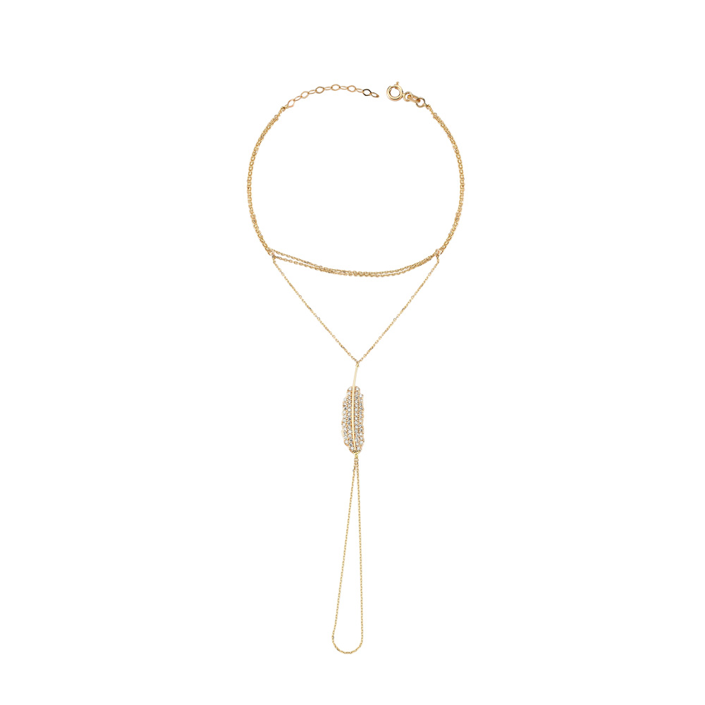 Glorria 14k Solid Gold Leaf Shahmaran Bracelet