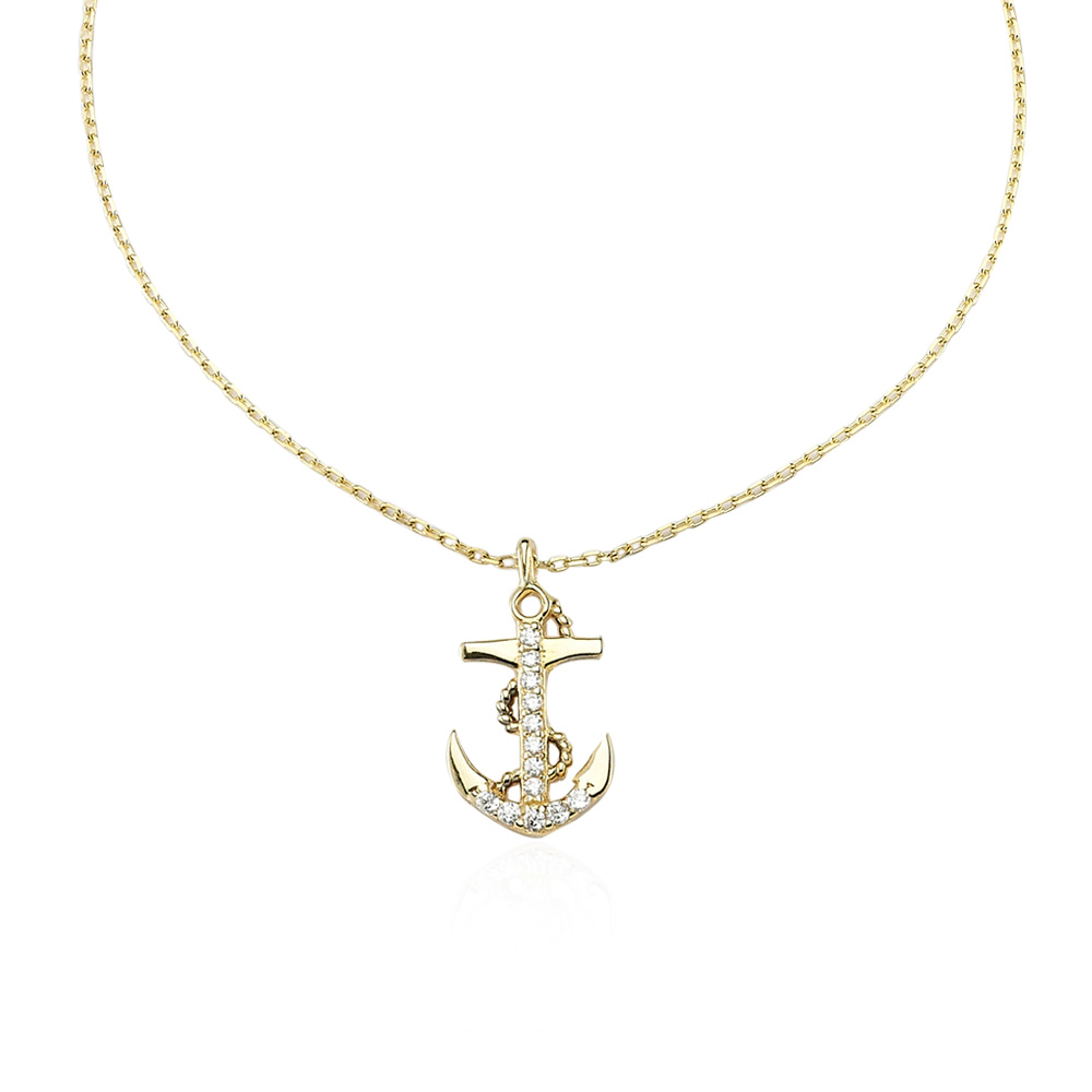 Glorria 14k Solid Gold Anchor Anklet