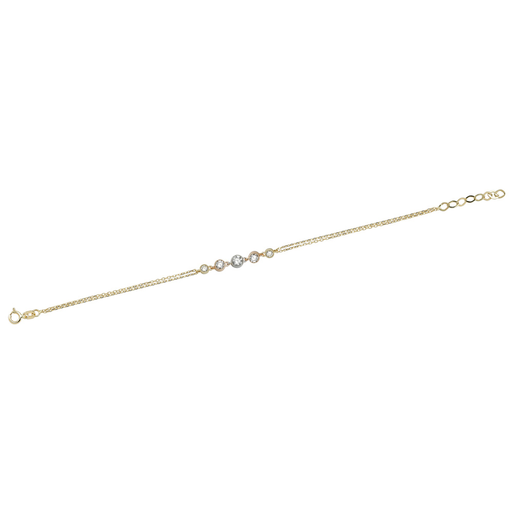 Glorria 14k Solid Gold Rows Stone Bracelet