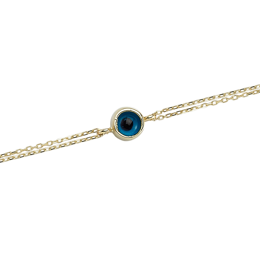 Glorria 14k Solid Gold Evil Eye Beaded Bracelet