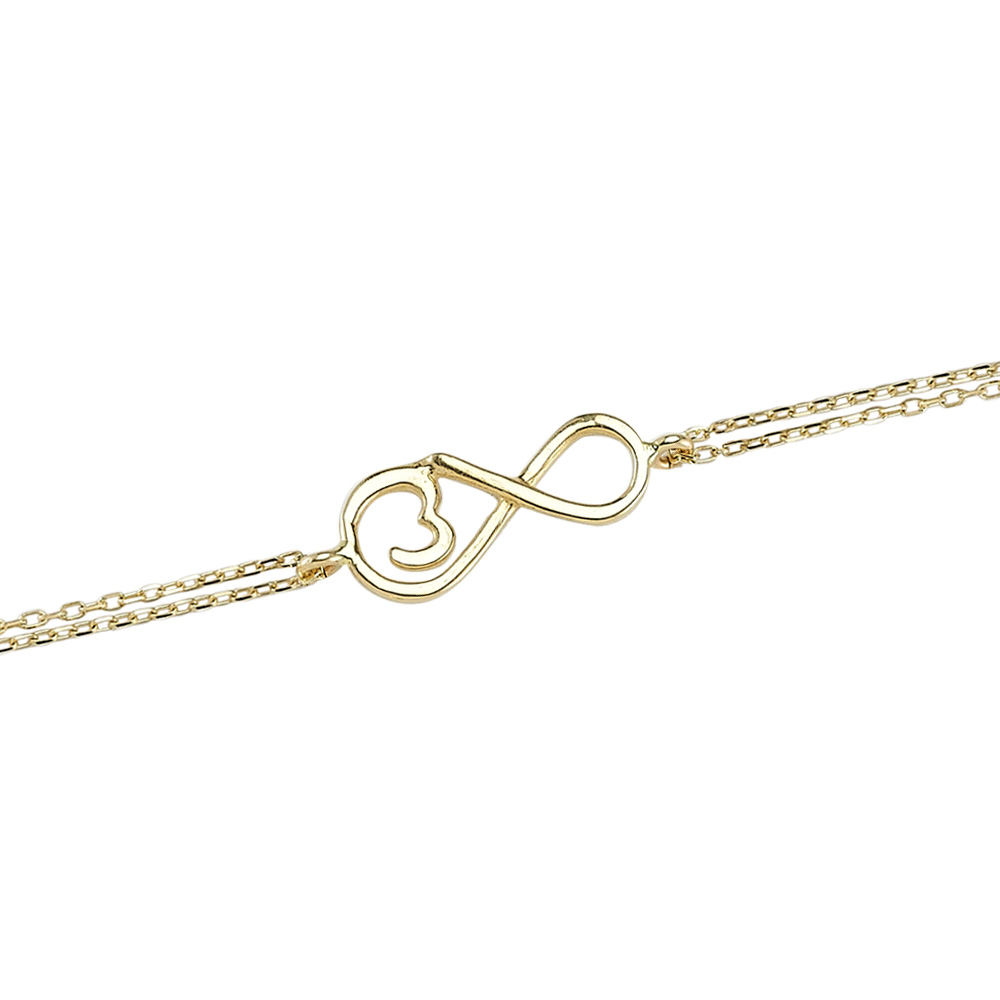 Glorria 14k Solid Gold Infitiny Heart Bracelet