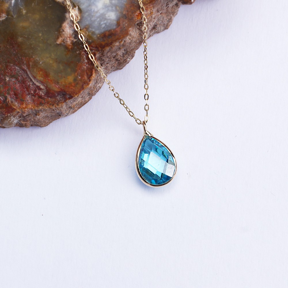 Glorria 14k Solid Gold Drop Necklace