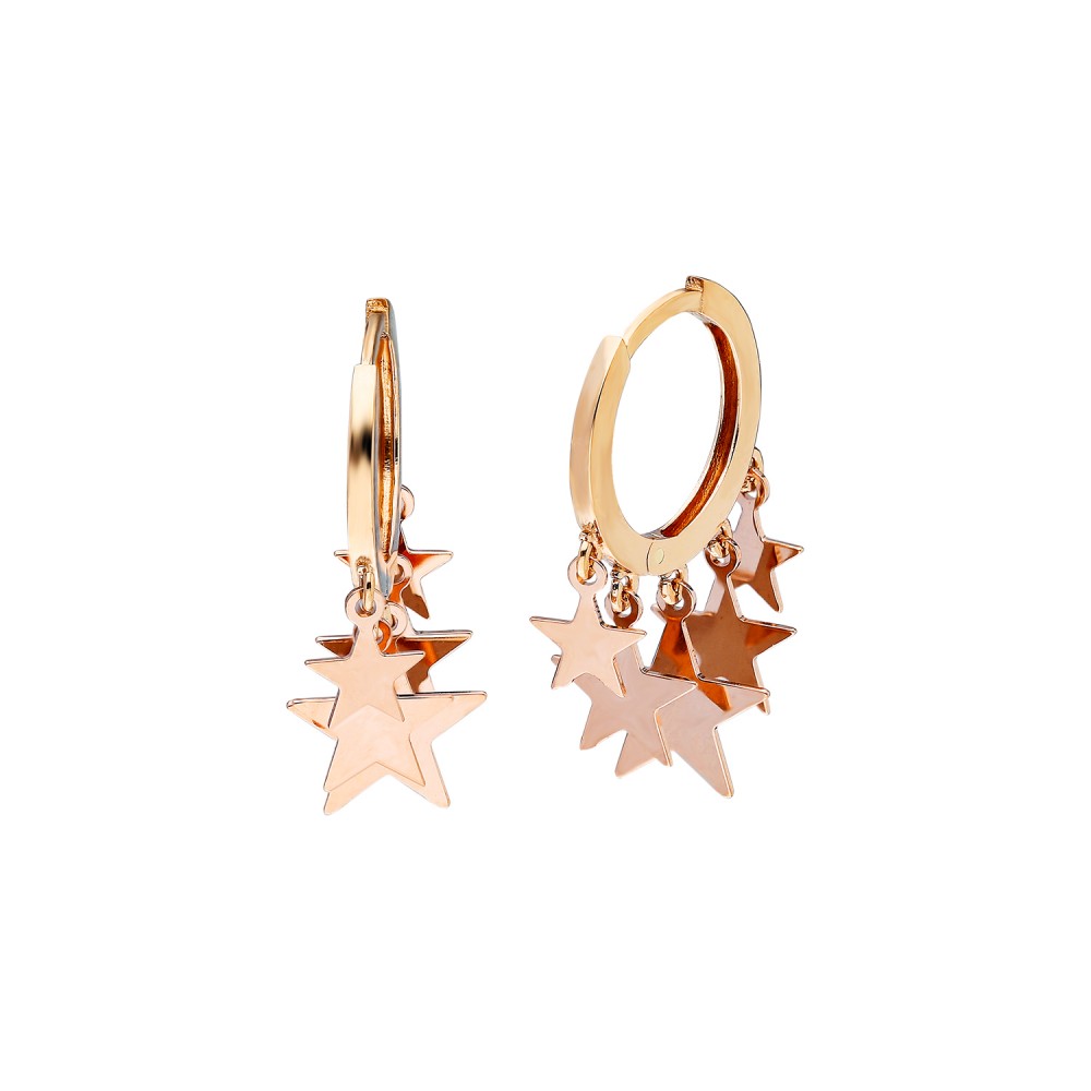 Glorria 14k Solid Gold Star Circle Earring