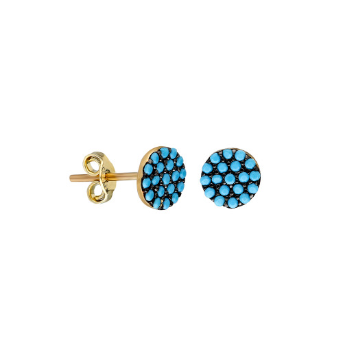 Glorria 14k Solid Gold Turquoise Pave Earring Glorria 14k Solid Gold Turquoise Pave Earring