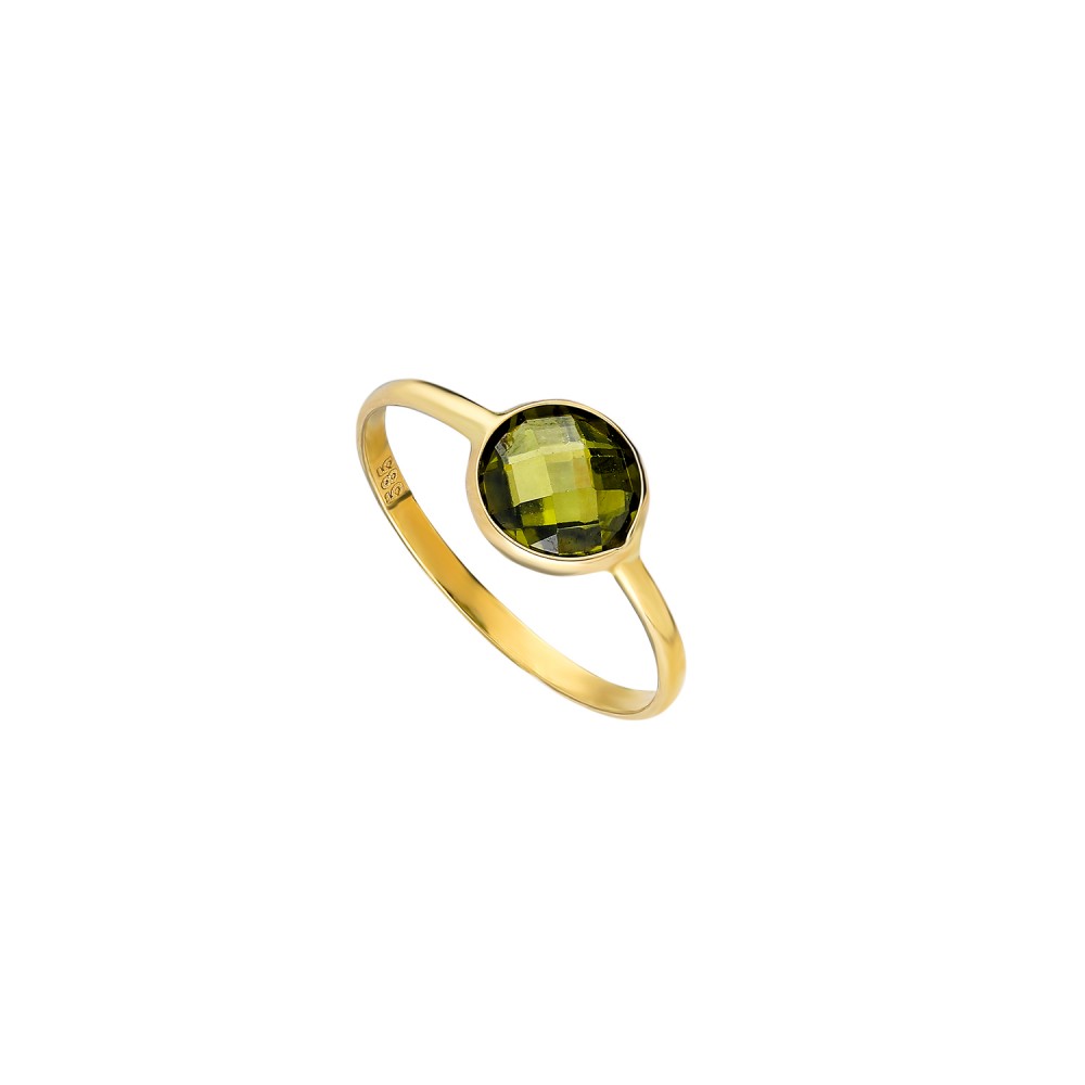 Glorria 14k Solid Gold Green Pave Ring