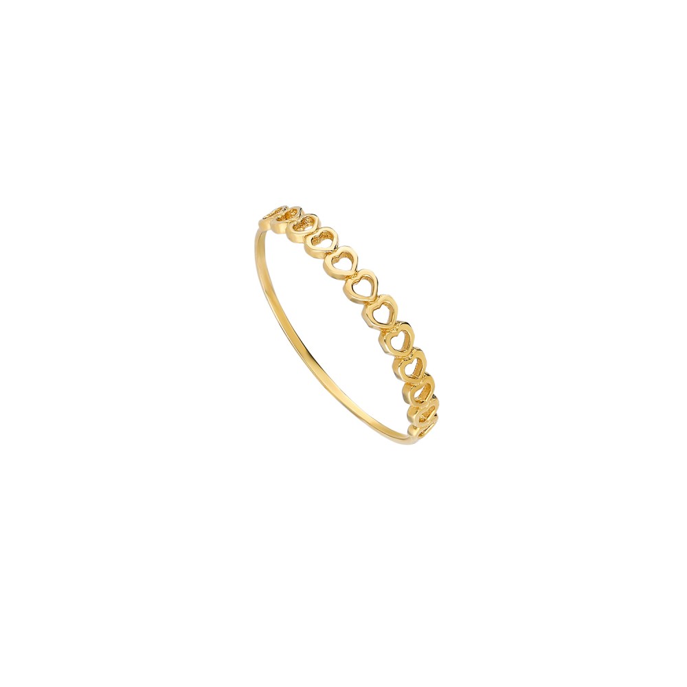 Glorria 14k Solid Gold Row Heart Ring